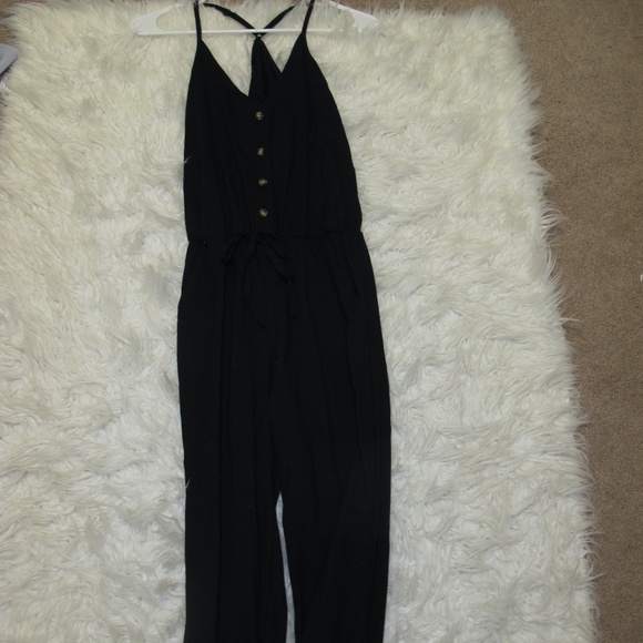 Ecowish Women's V-Neck Spaghetti Strap Drawstring Waisted long Romper NWOT - Picture 3 of 5
